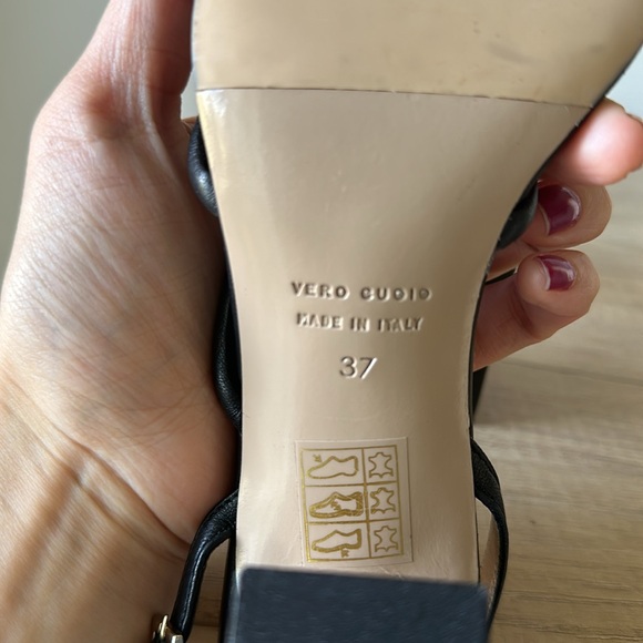 Real Leather Black Strappy Sandals Size US 7 /EU 37 - Picture 6 of 7